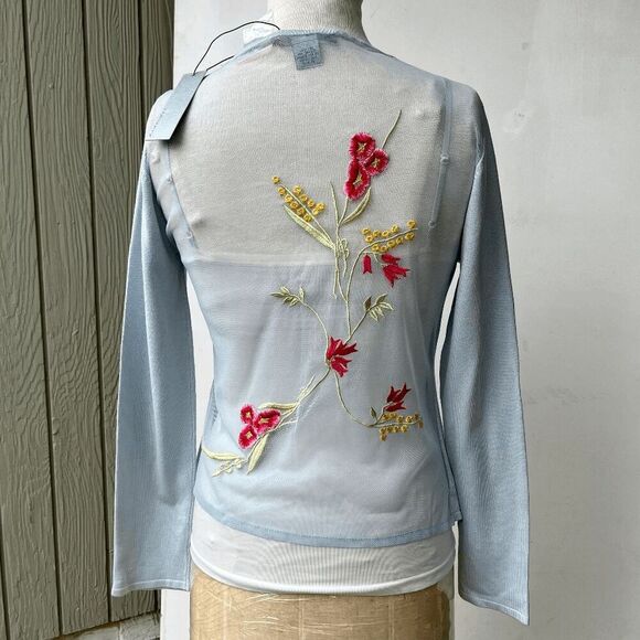 Lucidity NWT 80% Silk Embroidered Mesh Cardigan L Romantic Vintage Luxury - Picture 4 of 8